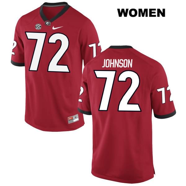 Georgia Bulldogs Women's Netori Johnson #72 NCAA Authentic Red Nike Stitched College Football Jersey YVB2356MB
